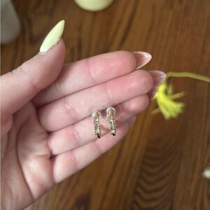 Gold Crystal Hoop Huggie Earrings - Women Jewelry